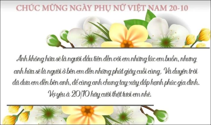 Mẫu thiệp 20/10 ngọt ngào dành tặng vợ