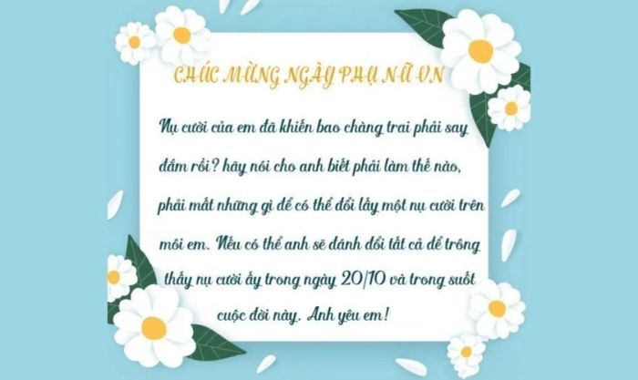 Mẫu thiệp 20/10 đáng yêu dành tặng người yêu