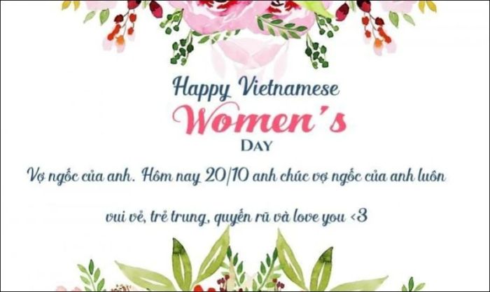 Mẫu thiệp kết hợp hoa hồng và lời chúc dành tặng vợ