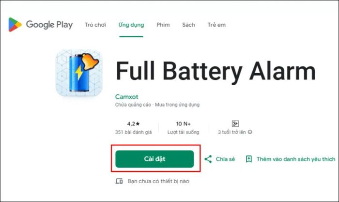 Hướng dẫn bật thông báo pin đầy trên Android bằng Full Battery Alarm