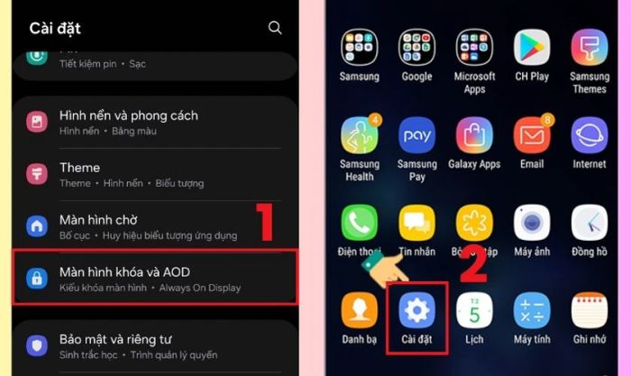 Truy cập vào phần Màn hình khóa và AOD