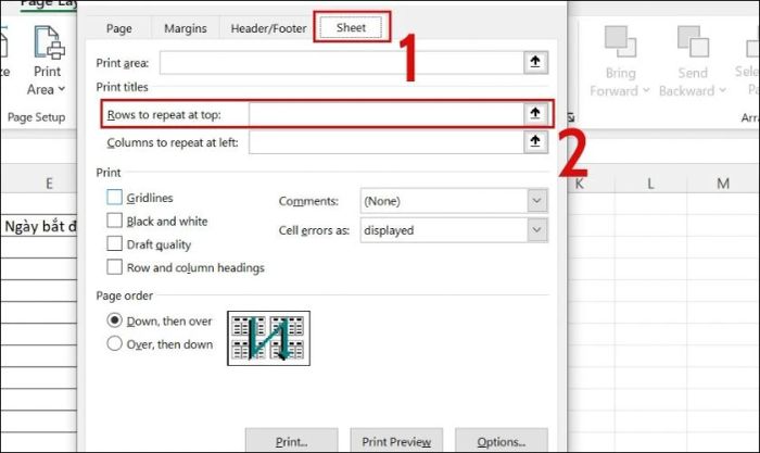 Cách lặp lại dòng tiêu đề bảng trong Excel