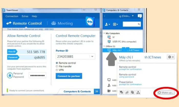 Khởi động máy tính từ xa bằng Teamviewer