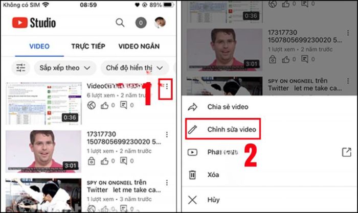 Chọn mục Chỉnh sửa video để thực hiện các điều chỉnh cần thiết
