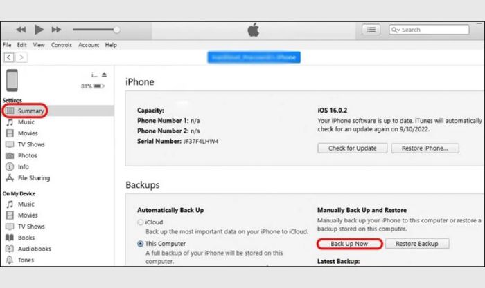 Hướng dẫn sao lưu dữ liệu bằng iTunes