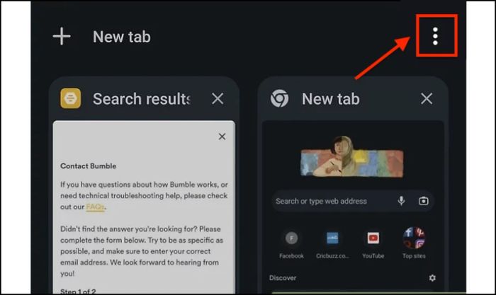 Chọn đóng các tab ẩn danh trên Android