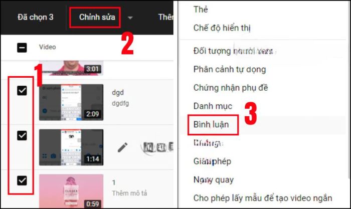 Sau đó, tại thanh công cụ màu đen phía trên, nhấn vào Chỉnh sửa và chọn Bình luận