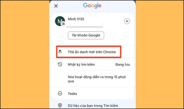 Mở Thẻ Ẩn danh mới trên điện thoại Android
