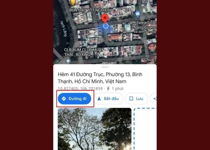 Nhấn vào đường đi để xem hướng dẫn di chuyển đến vị trí bạn bè