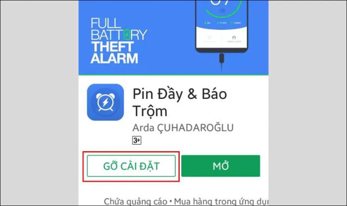 Nếu không còn sử dụng, bạn có thể gỡ cài đặt ứng dụng để ngừng nhận thông báo về pin đầy.