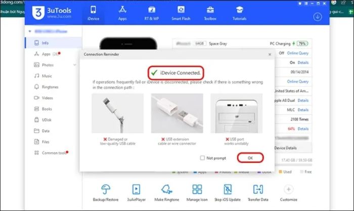 Phương pháp kiểm tra iPhone cũ sử dụng 3utools