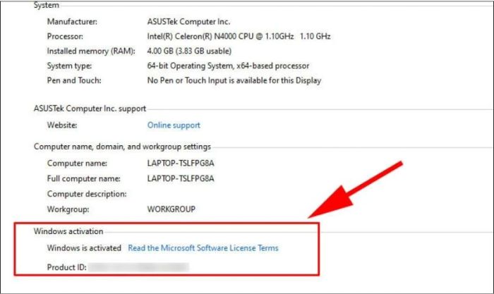 Windows đã kích hoạt bản quyền sẽ hiển thị dòng chữ Windows is activated