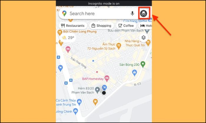 Nhấn vào biểu tượng hồ sơ trên giao diện Google Maps