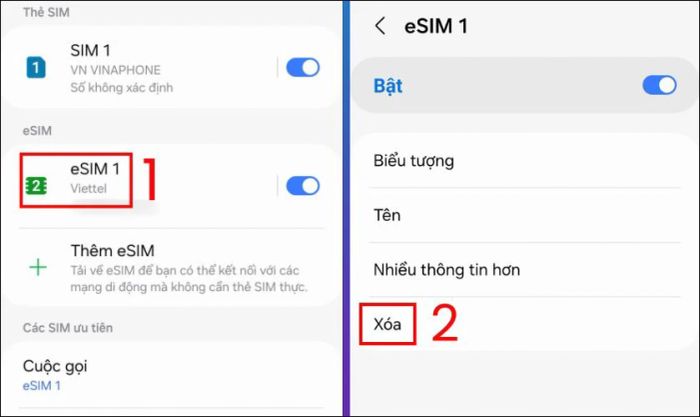 Hướng dẫn xóa eSIM trên Samsung