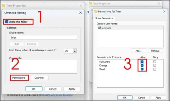Chọn thư mục hoặc ổ đĩa cần chia sẻ