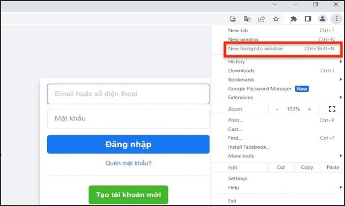 Nhấn tổ hợp phím CTRL + SHIFT + N sẽ không còn hiển thị tab ẩn danh