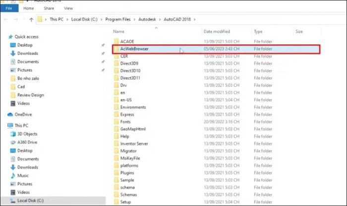 Tìm và nhấn đúp chuột vào thư mục AcWebBrowser để tiếp tục