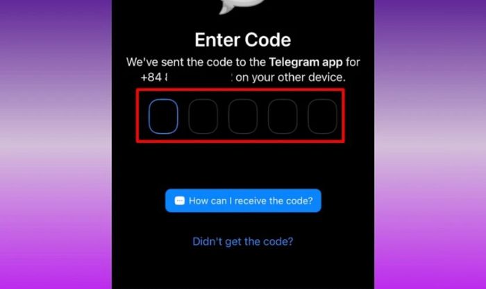 Nhập mã Code để xác thực và đăng nhập vào Nicegram