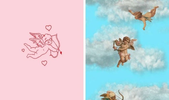 Hình nền Valentine với cánh cung và mũi tên của Thần Cupid