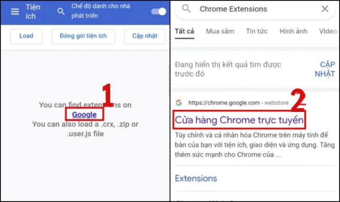 Truy cập cửa hàng Chrome trực tuyến