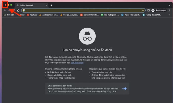 Cách tắt trang web Chrome ẩn danh trên máy Mac