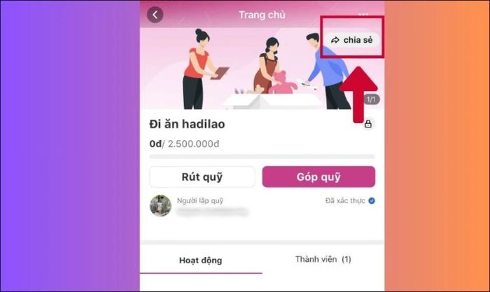 Hướng dẫn mời thành viên tham gia quỹ chung trên MoMo