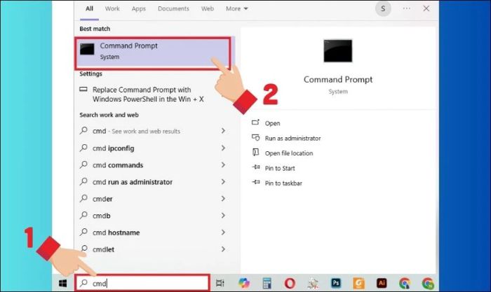 Khởi động Command Prompt trên máy tính của bạn
