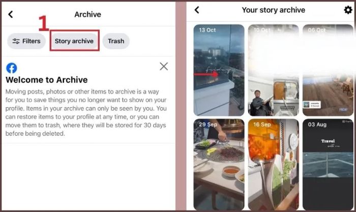 Chọn Kho Lưu trữ và nhấn vào story cần kiểm tra ai đã xem