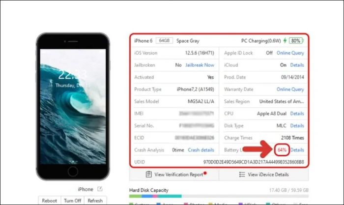 Giao diện 3utools hiển thị đầy đủ thông tin về thiết bị