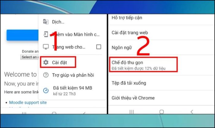 Kích hoạt chế độ tiết kiệm dữ liệu để ngăn quảng cáo Chrome trên màn hình điện thoại OPPO