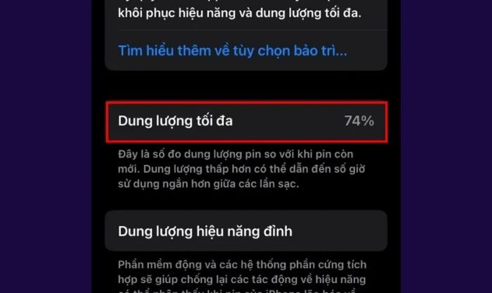 Kiểm tra Dung lượng tối đa hiển thị trên sản phẩm