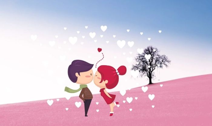 Hình nền Valentine chibi dễ thương HD