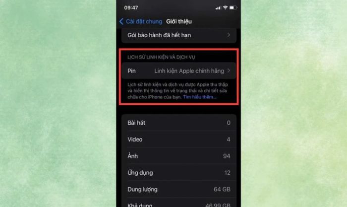 Kiểm tra thông tin pin có bị can thiệp không từ iPhone