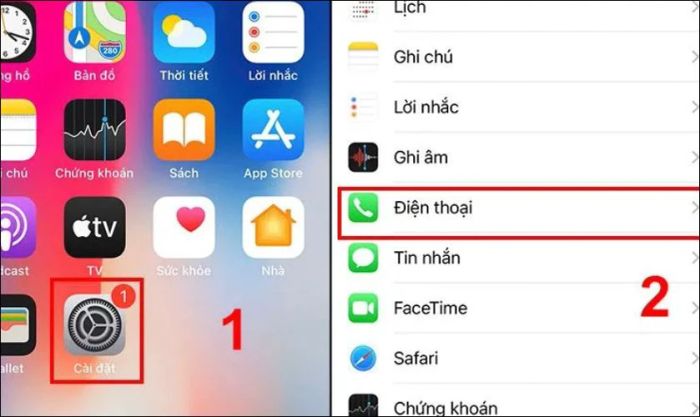 Truy cập mục Điện thoại trong Cài đặt để tắt tính năng chuyển tiếp cuộc gọi