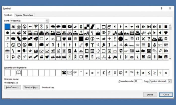 Kiểu Font Webdings