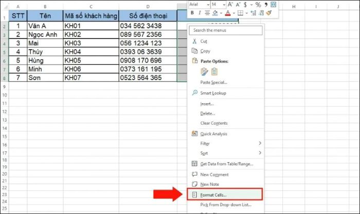 định dạng kiểu số trong excel