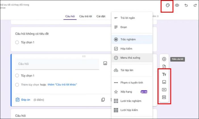 Tùy chỉnh giao diện trình bày của Google Form