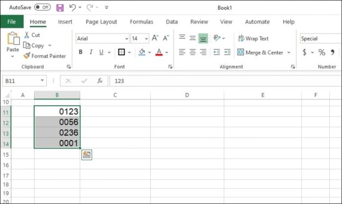 cách định dạng số 0 trong excel