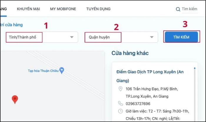 Điền đầy đủ thông tin và nhấn vào nút Tìm kiếm để tiếp tục