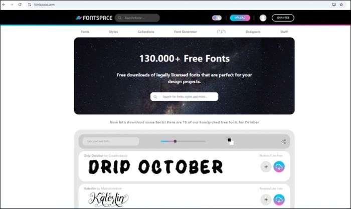 FontSpace là một trang web lý tưởng cho những ai yêu thích khám phá các font chữ mới