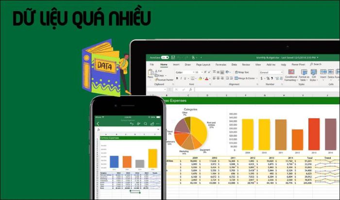 Dữ liệu quá lớn là nguyên nhân chính khiến file Excel trở nên nặng và hoạt động chậm chạp