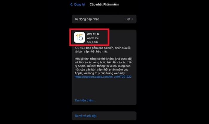Nâng cấp thiết bị của bạn lên iOS 15 hoặc phiên bản mới hơn