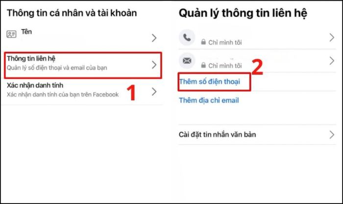Nhấn vào mục Thông tin liên hệ để xem thông tin chi tiết