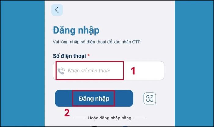 Nhập Số điện thoại của bạn và nhấn vào Đăng nhập