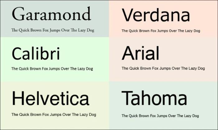 Lựa chọn font chữ phổ biến và cơ bản