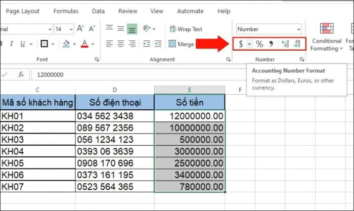 cách thiết lập định dạng số