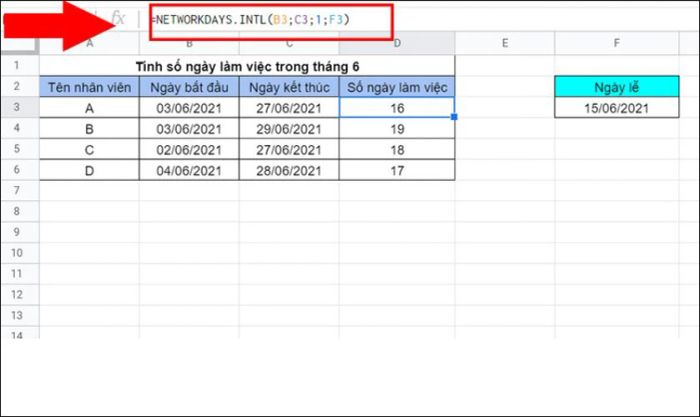 Hàm Networkdays Intl giúp tính toán số ngày công trong Excel