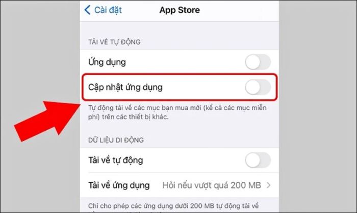 Tắt tính năng cập nhật tự động