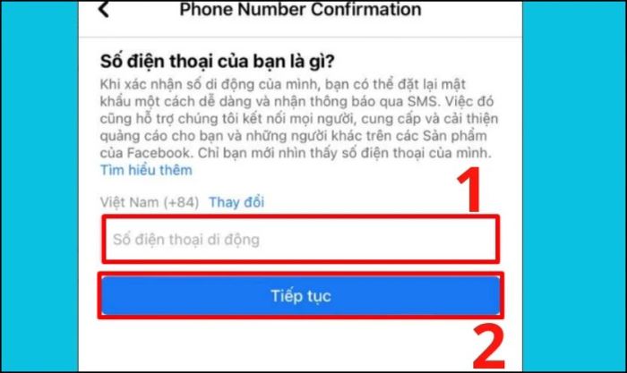 Điền số điện thoại mới của bạn