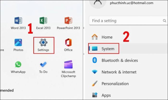Chọn mục Cập nhật và bảo mật (Update & Security) hoặc Hệ thống (System)